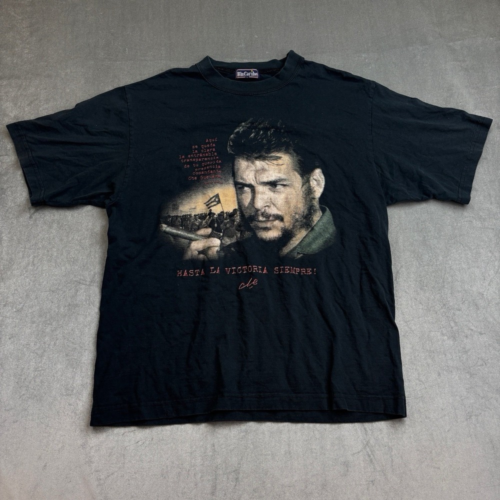 VTG Che Guevara Hasta La Victoria Siempre Graphic‎ T-Shirt Black Men's L